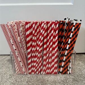 Red and Black Striped Paper Straws